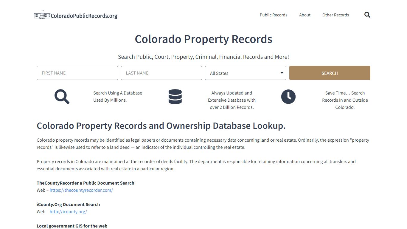 Colorado Property Records: ColoradoPublicRecords.org