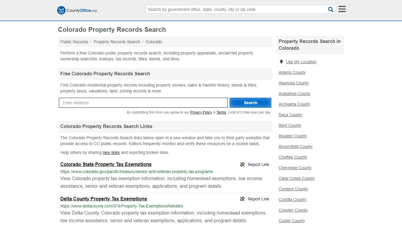 Colorado Property Records Search - County Office